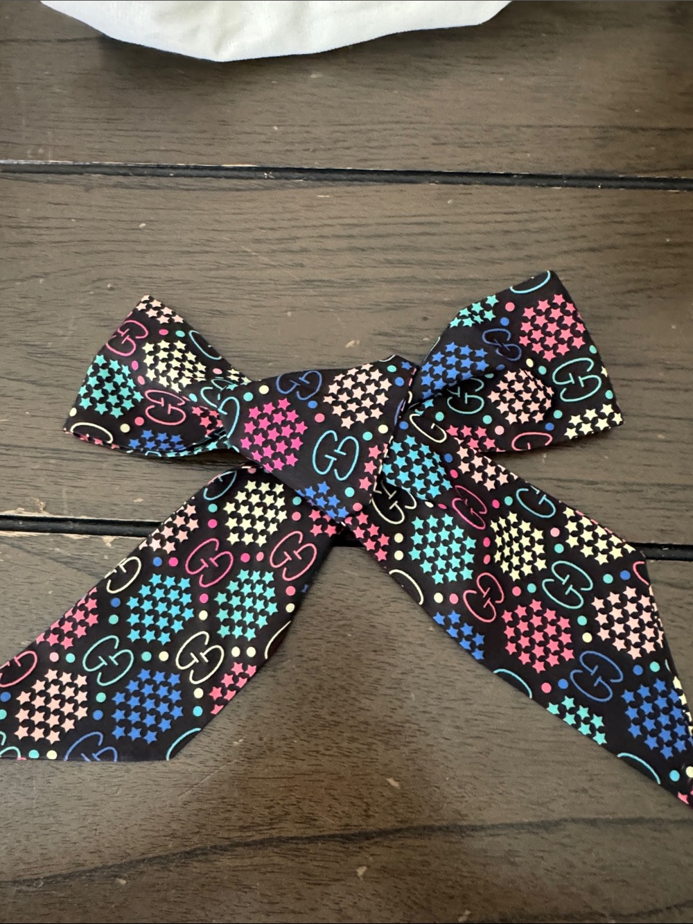 Multicolor Star-Print Hair Bow